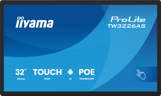 iiyama TW3226AS-B3P Signage-Display Kiosk-Design 80 cm (31.5) LED WLAN 430 cd/m² Full HD Schwarz Touchscreen Eingebauter Prozessor Android 24/7