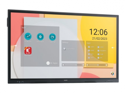 Sharp PN-LC862 Digital Signage Flachbildschirm 2,18 m (86) LCD WLAN 450 cd/m² 4K Ultra HD Schwarz Touchscreen Eingebauter Prozessor Android 11 16/7