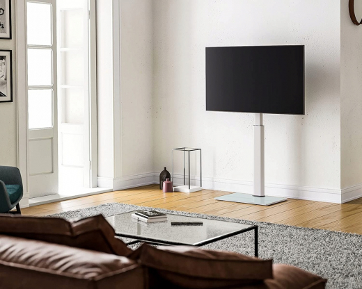 FITUEYES TV-Standfuß F02A1461A Weiß für 32–60 Zoll Fernseher, höhenverstellbar & schwenkbar