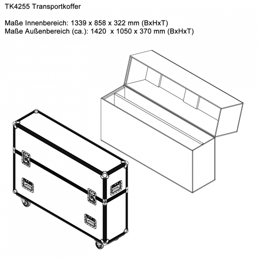 Universal Flightcase Transportkoffer für 42-55 Zoll TV Geräte