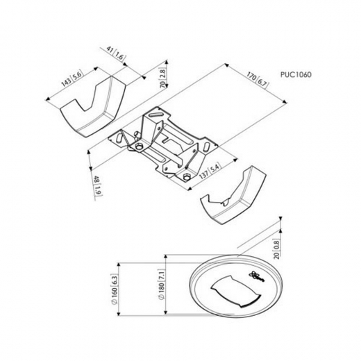 MMDS-L Deckenhalterung fuer Schutzgehaeuse bis 80 kg