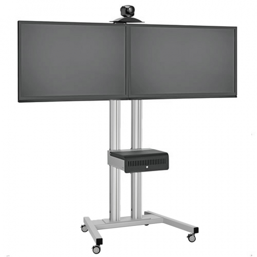 MM-PFT49Dual Rollwagen Trolley fuer Displays bis 49 Zoll