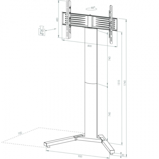 Design TV Standfuß MM-17025 für Monitore von 40 - 70 Zoll