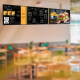Digitales Menüboard Set 5x 50 Zoll UHD Displays im Querformat mit Deckenhalterung