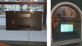 55 Zoll Schaufenster Display mit fast unsichtbarer Draht-Halterung